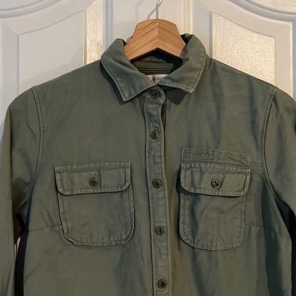 J.Crew | Green Military Pocket Shirt, Size 2, Shacket, Cotton - Picture 5 of 10